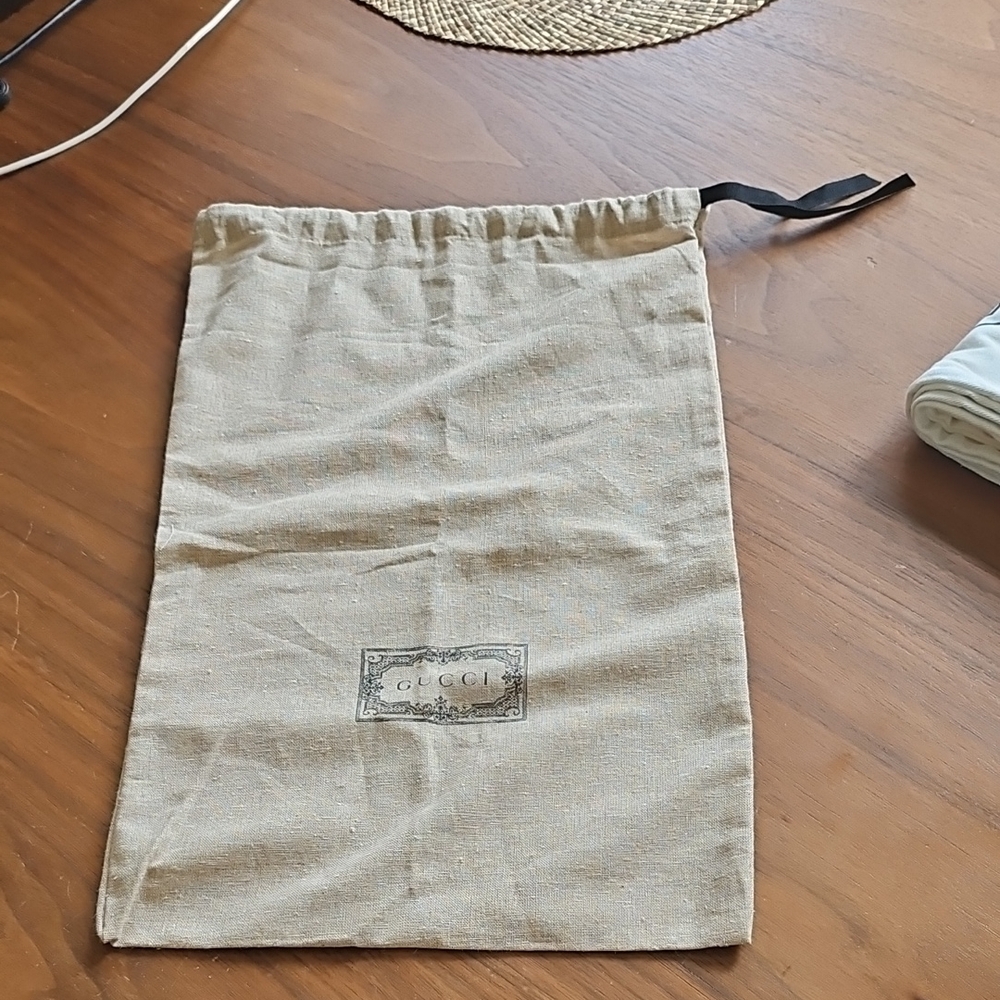 Beige Cotton Shoe Slipper Drawstring Dust Bag 16" X 11"